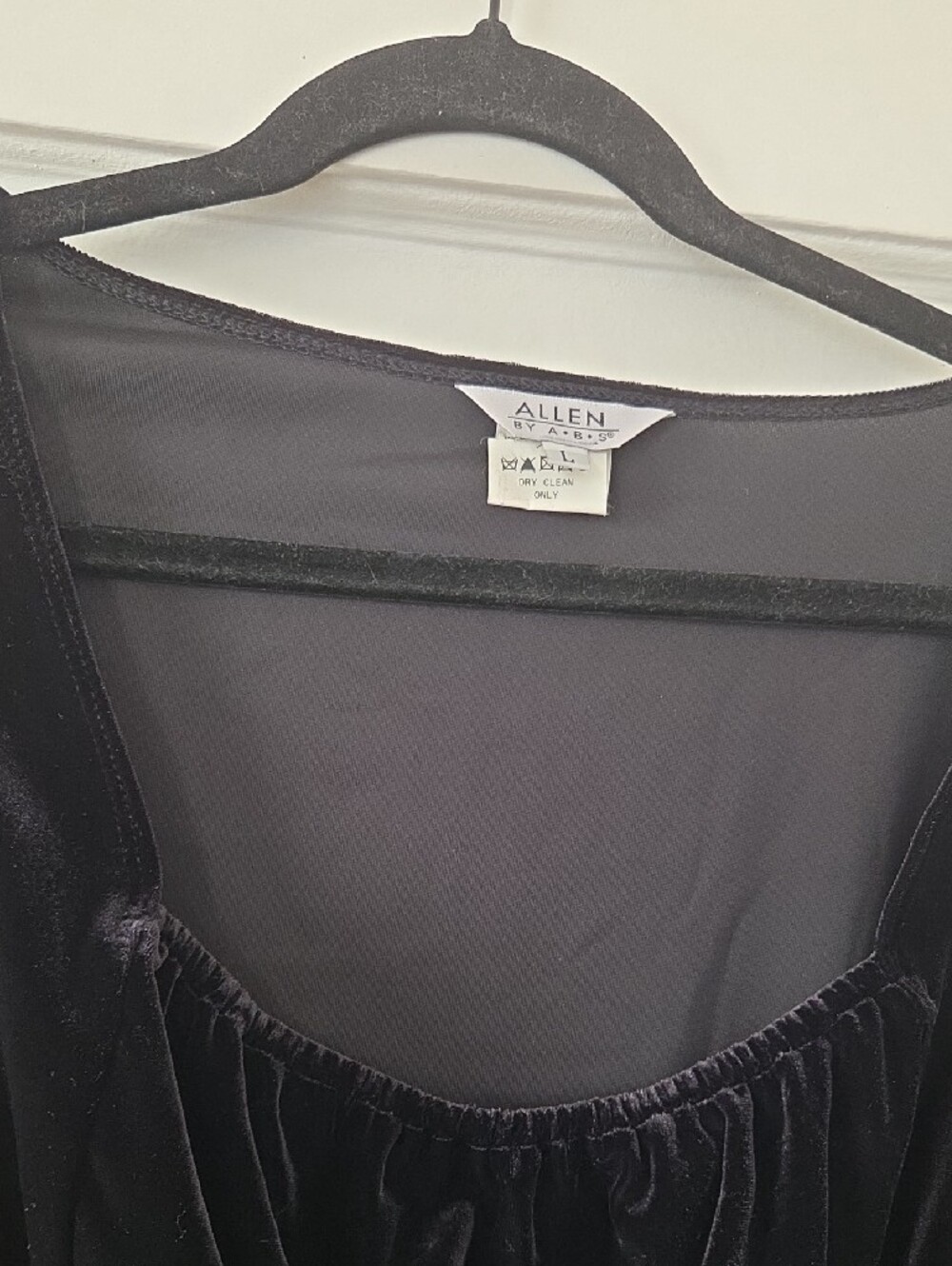 ABS Allen Schwartz Black Velvet Scoop-Neck Tie-Sleeve Top - Picture 2 of 5